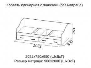 Кровать одинарная с ящиками (Без матраца 0,9*2,0) в Озёрске - ozyorsk.магазин96.com | фото